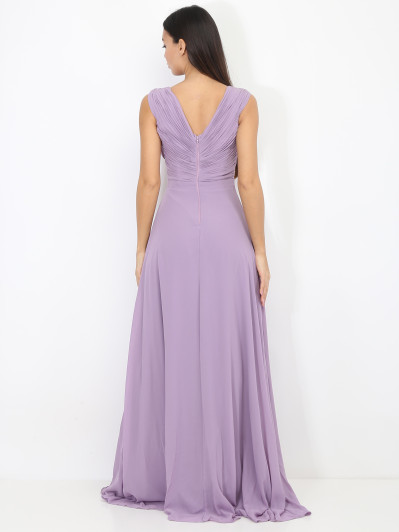 Robe longue drapée avec fente