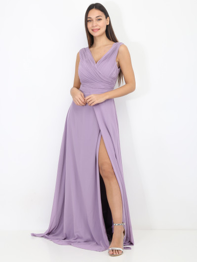 Robe longue drapée avec fente