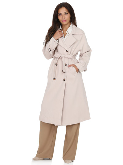 Trench mi-long droit ceinturé