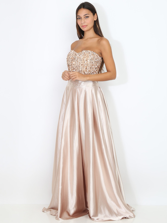 Bustier en velours brodé de sequins