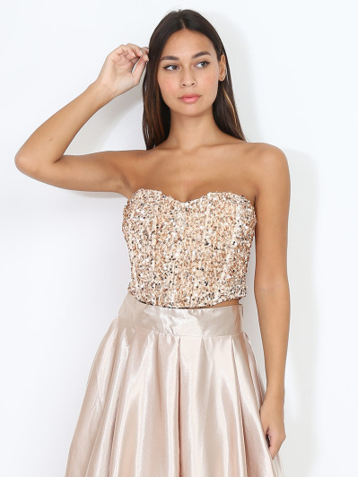 Bustier en velours brodé de sequins