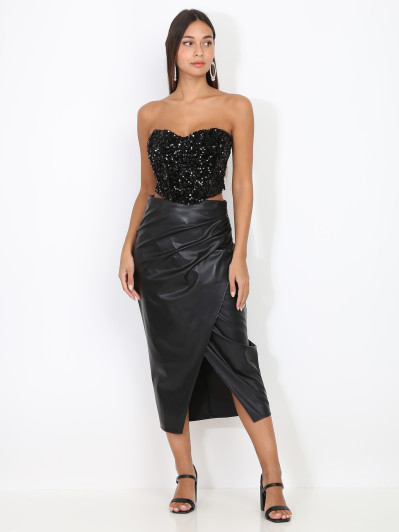 Bustier en velours brodé de sequins