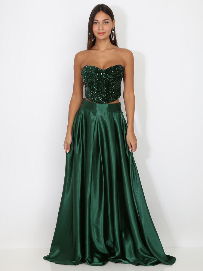 Bustier en velours brodé de sequins