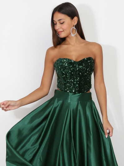 Bustier en velours brodé de sequins