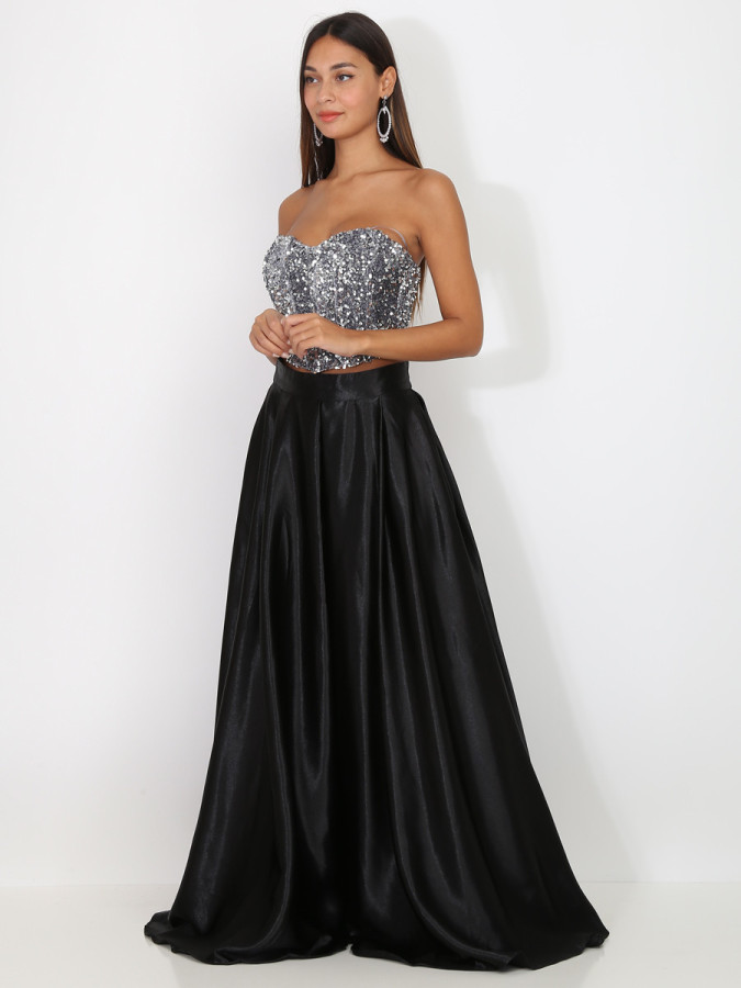 Bustier en velours brodé de sequins