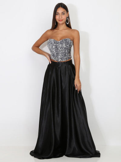 Bustier en velours brodé de sequins