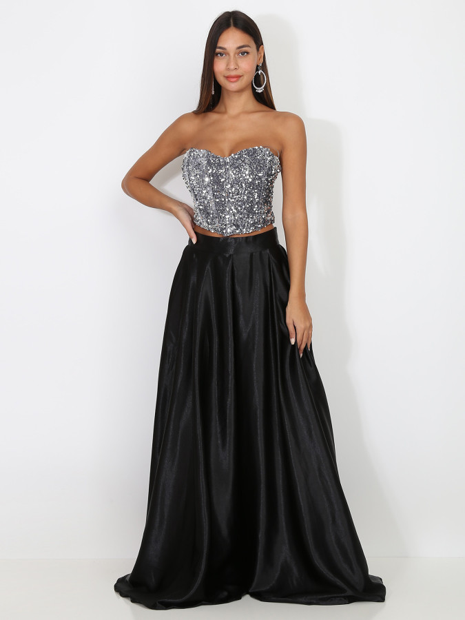 Bustier en velours brodé de sequins