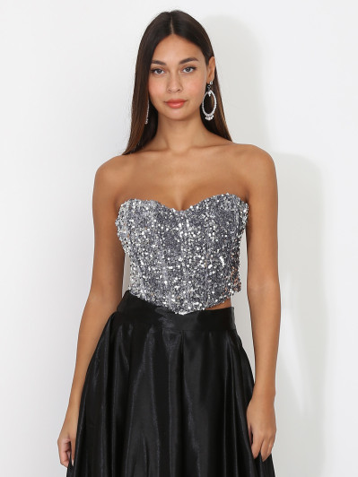 Bustier en velours brodé de sequins