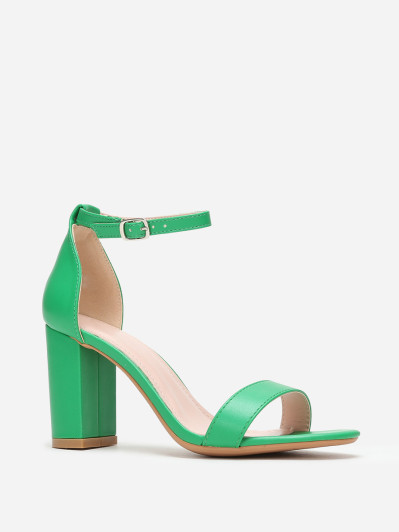 Sandales vertes à bride et talon carrés
