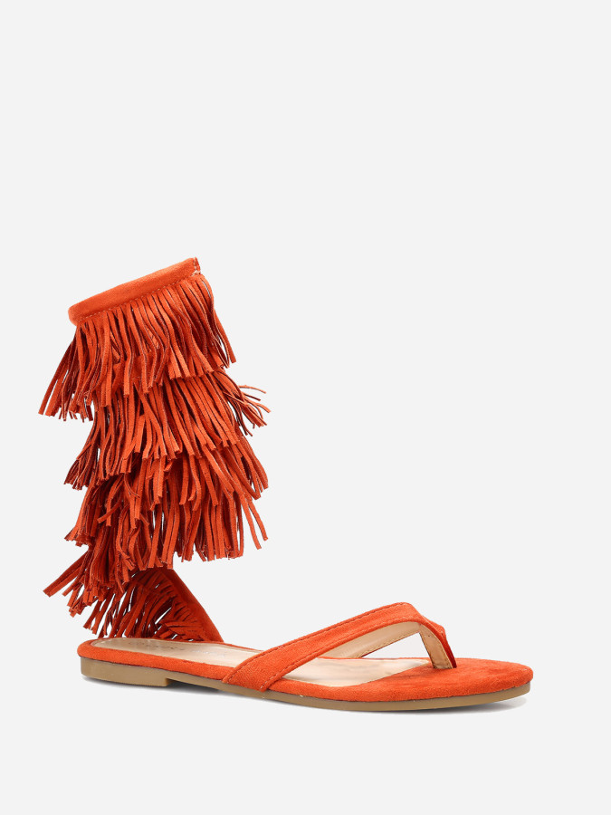 Nu-pieds en suédine avec franges