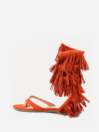 Nu-pieds en suédine avec franges