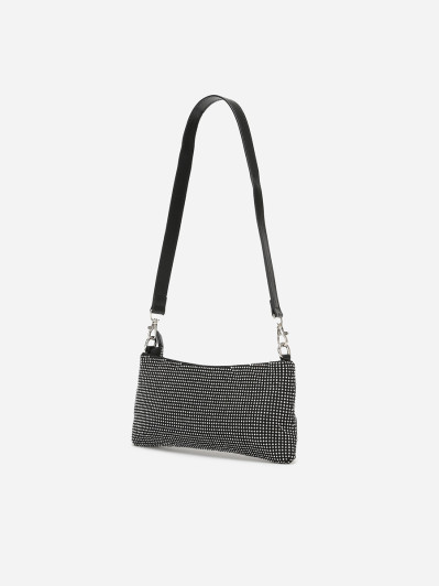 Sac noir porté épaule à strass