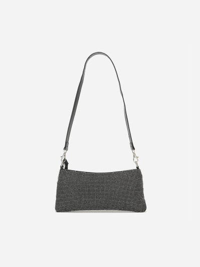 Sac noir porté épaule à strass