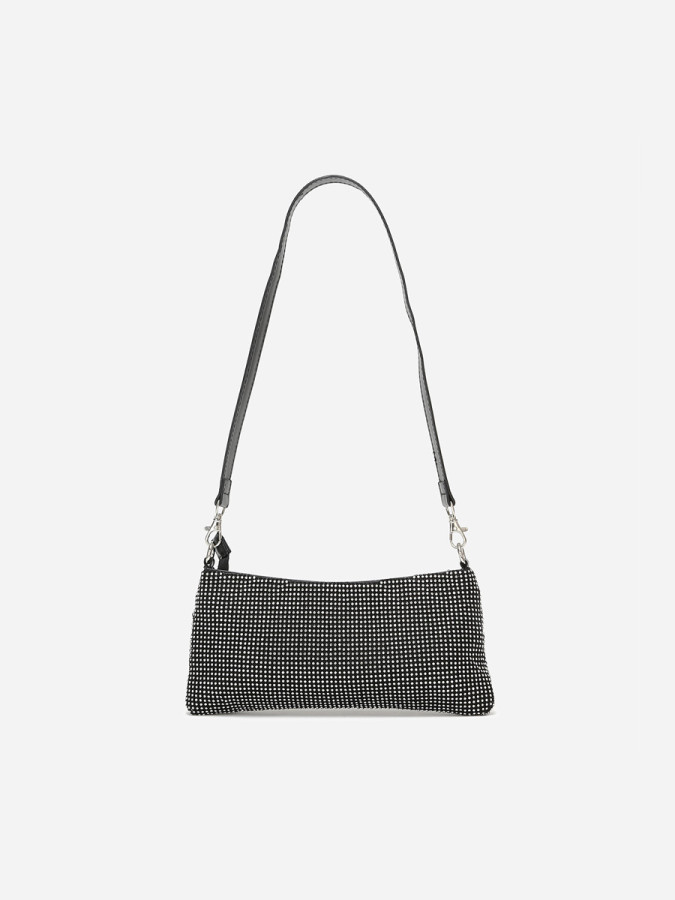 Sac noir porté épaule à strass