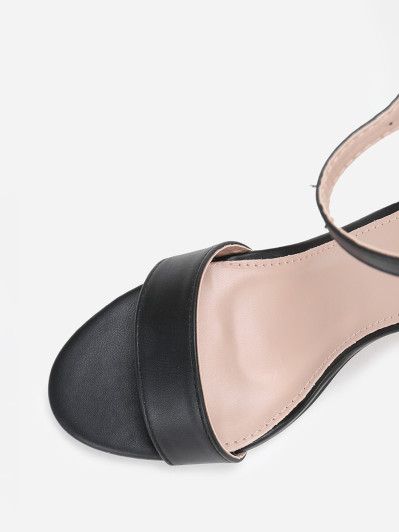 Sandales noires en simili à bout arrondi