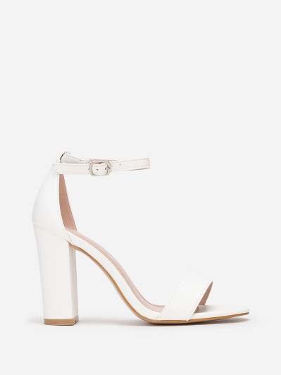 Sandales blanches en simili à bout arrondi
