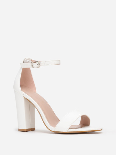 Sandales blanches en simili à bout arrondi