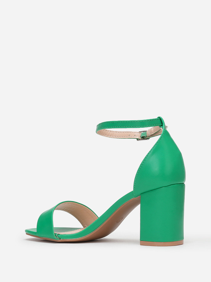 Sandales vertes en simili à talon carré