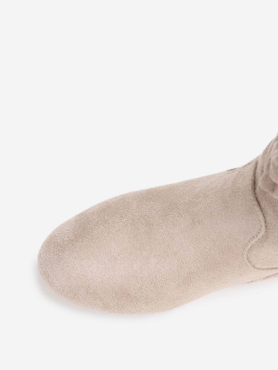 Bottines compensées beiges à pampilles