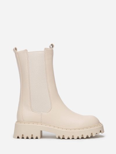 Chelsea hautes beiges à semelle dentée