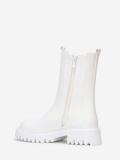 Chelsea hautes blanches à semelle dentée