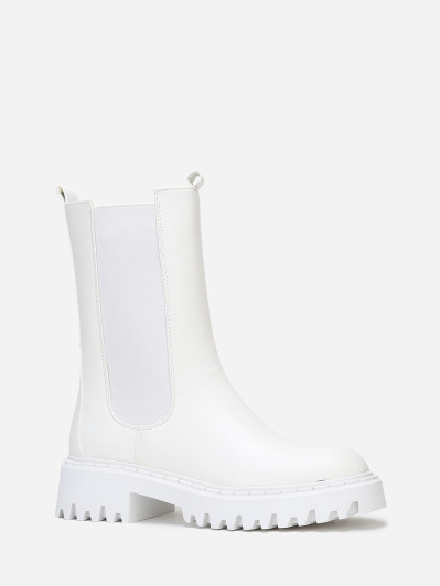 Chelsea hautes blanches à semelle dentée