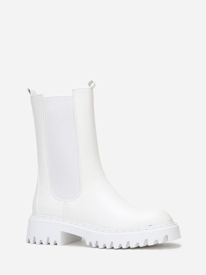 Chelsea hautes blanches à semelle dentée