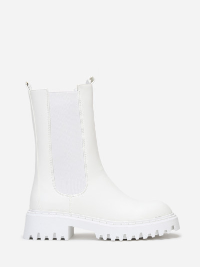 Chelsea hautes blanches à semelle dentée