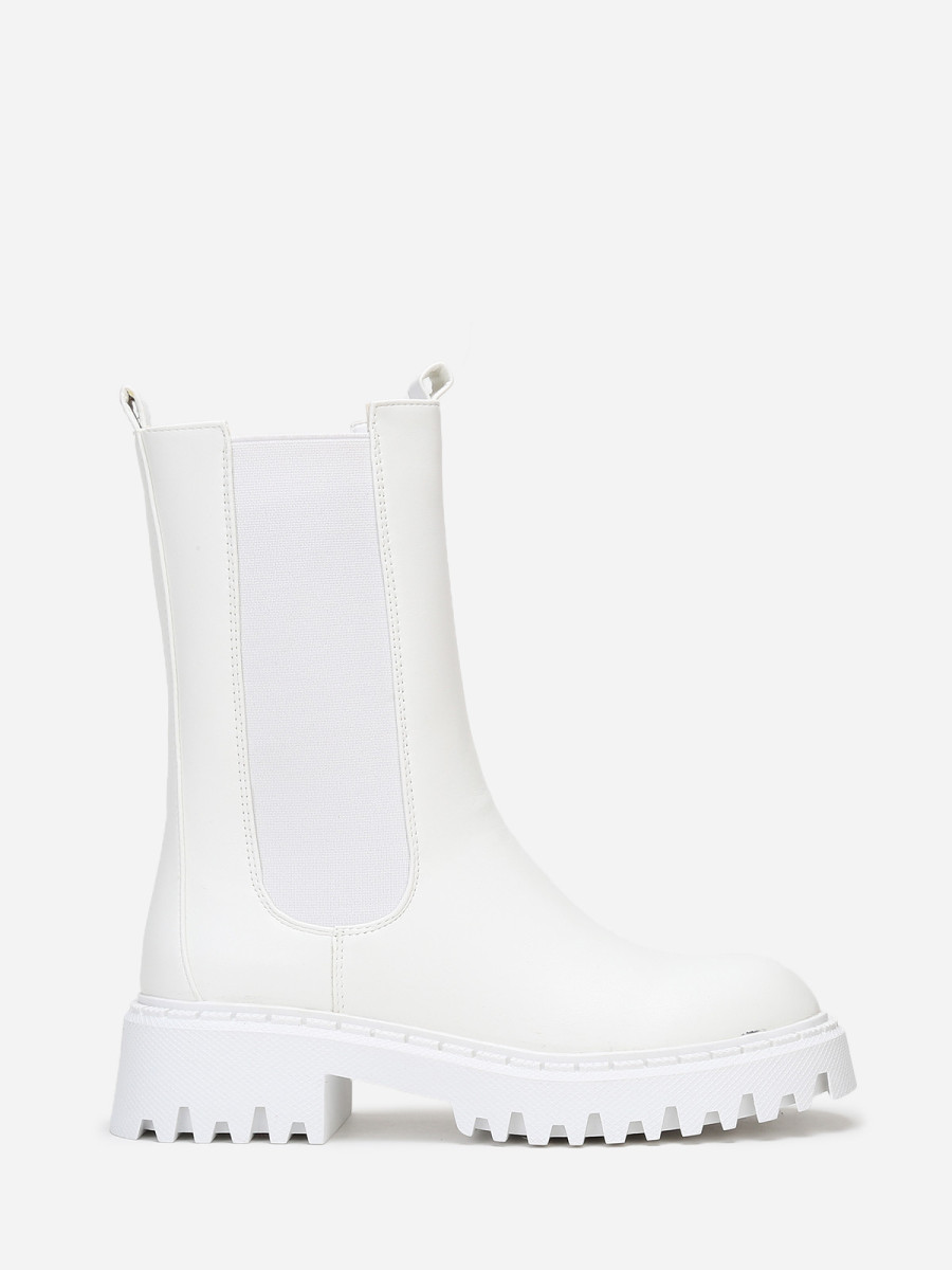 Chelsea hautes blanches à semelle dentée