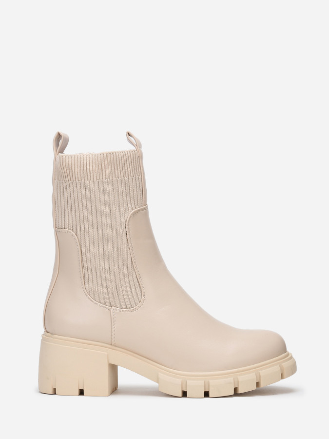 Chelsea bi-matières à talon cranté