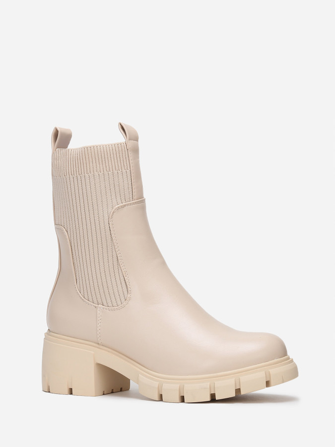 Chelsea bi-matières à talon cranté