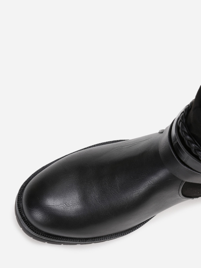 Bottines noires à multi-brides texturées grandes tailles