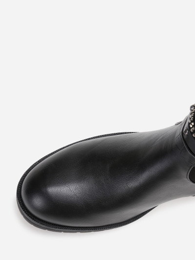 Bottines bi-matières noires à brides grandes tailles