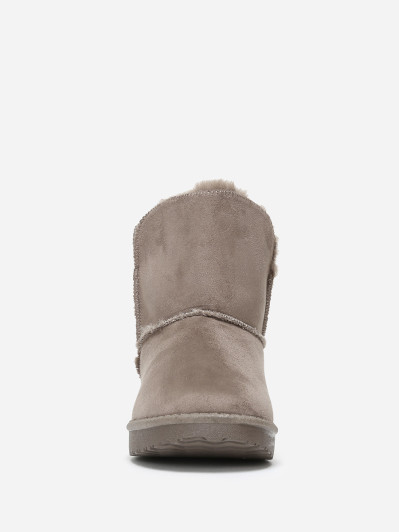 Boots fourrées taupe à strass