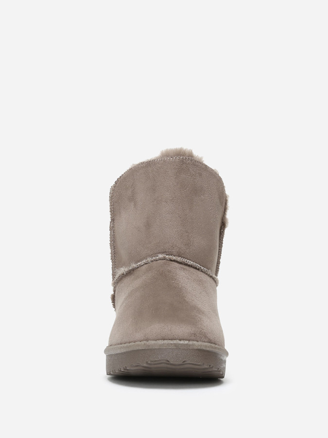 Boots fourrées taupe à strass