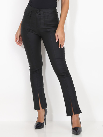 Pantalon enduit à fentes