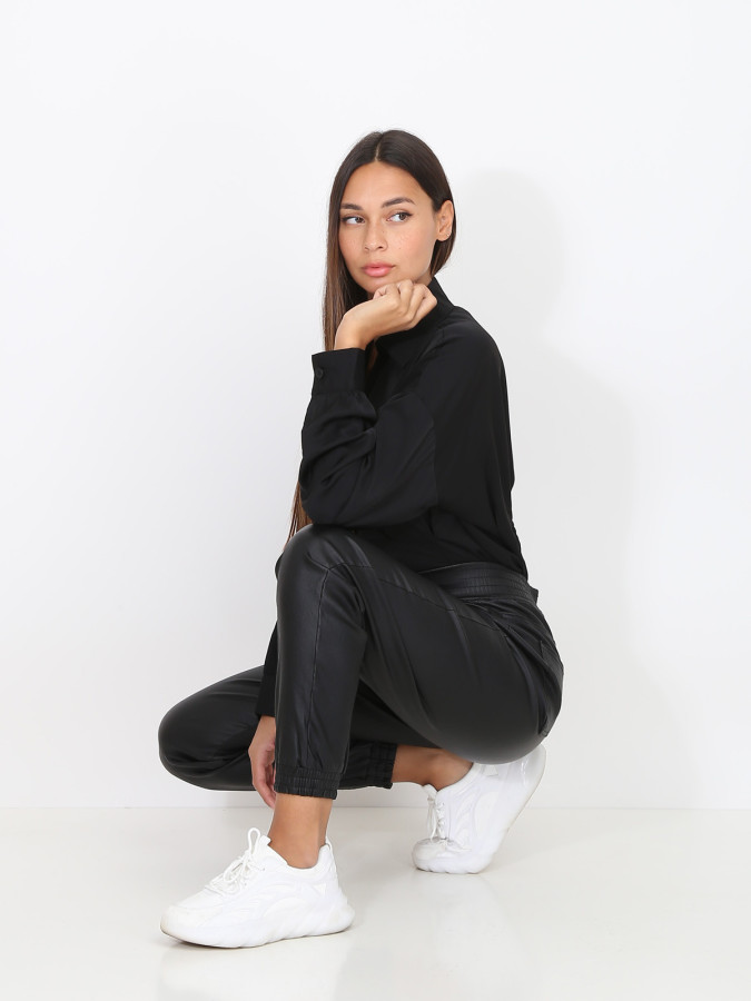 Pantalon jogger en simili noir