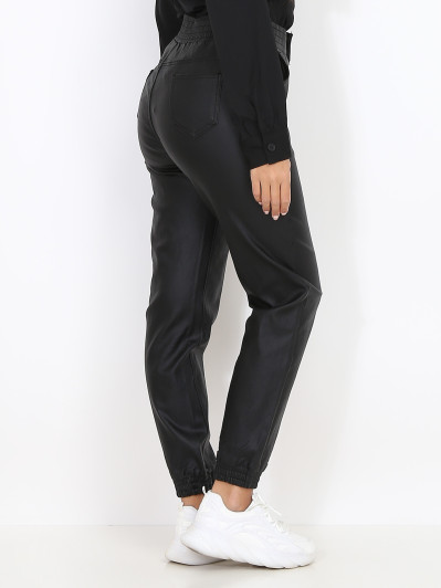 Pantalon jogger en simili noir