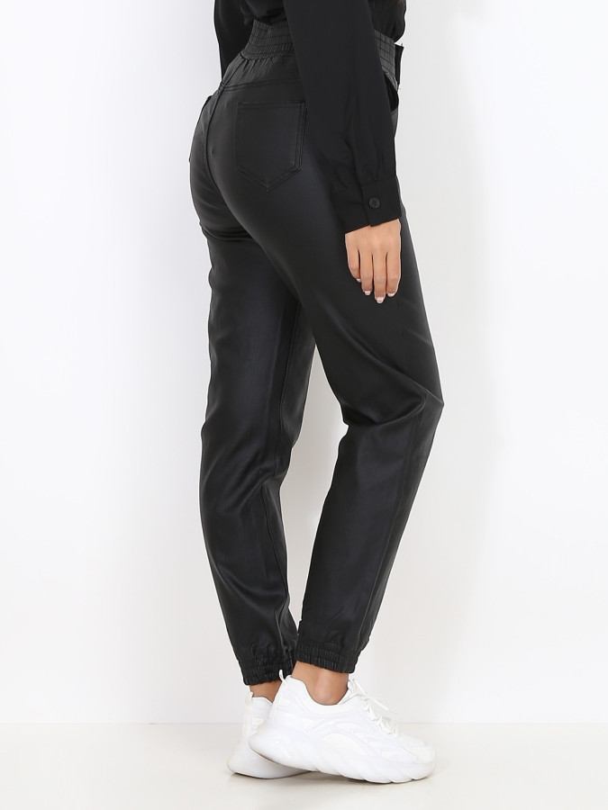 Pantalon jogger en simili noir