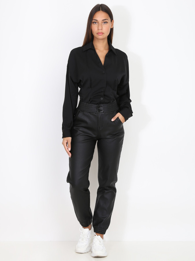 Pantalon jogger en simili noir