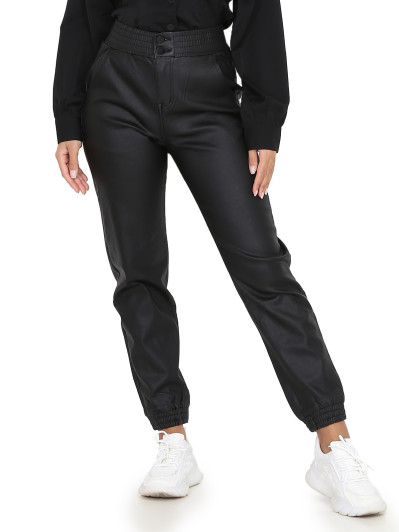 Pantalon jogger en simili noir