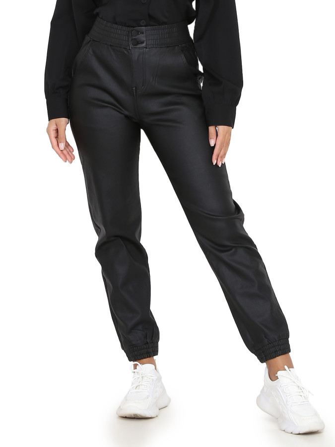 Pantalon jogger en simili noir