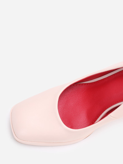 Escarpins rétro beiges à talon large