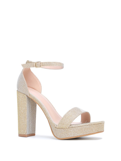 Sandales dorées plateforme à paillettes