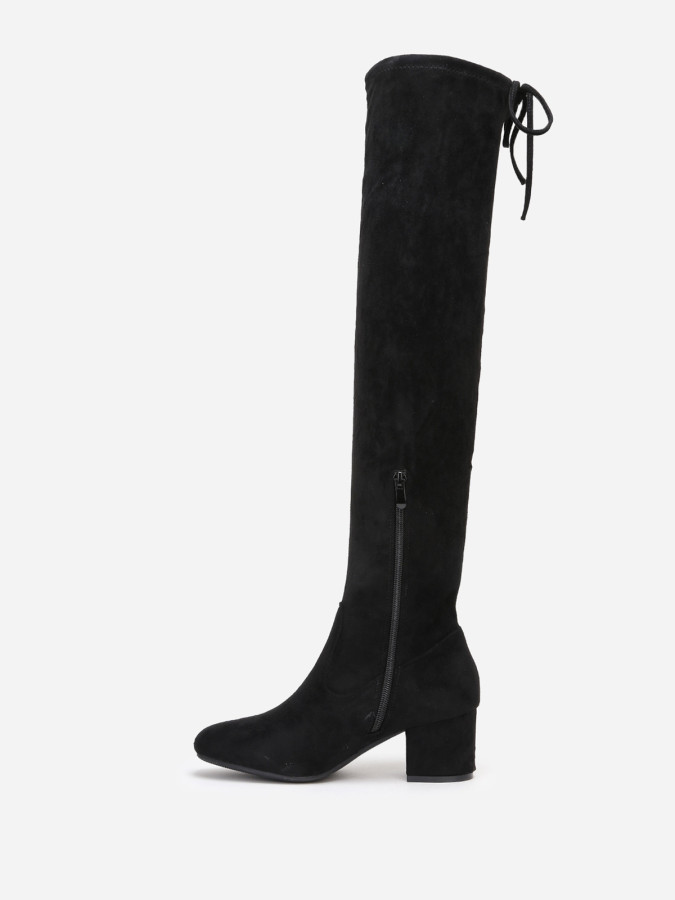 Cuissardes à petit talon et cordon