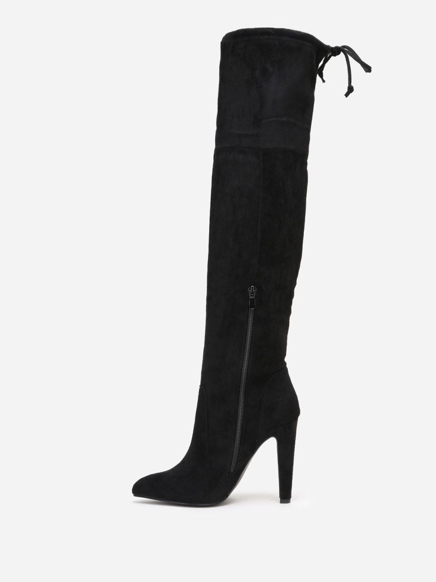 Cuissardes pointues en suédine à cordon