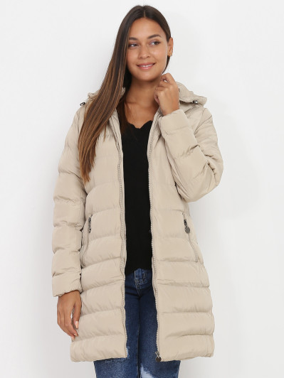 Manteau mi-long matelassé à capuche