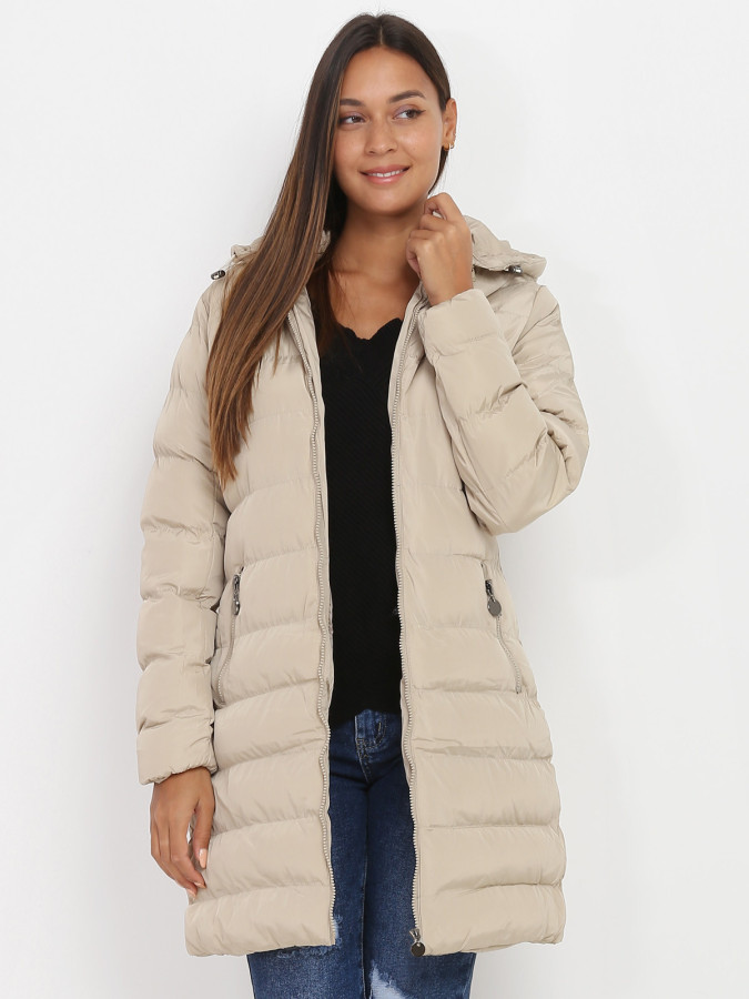 Manteau mi-long matelassé à capuche