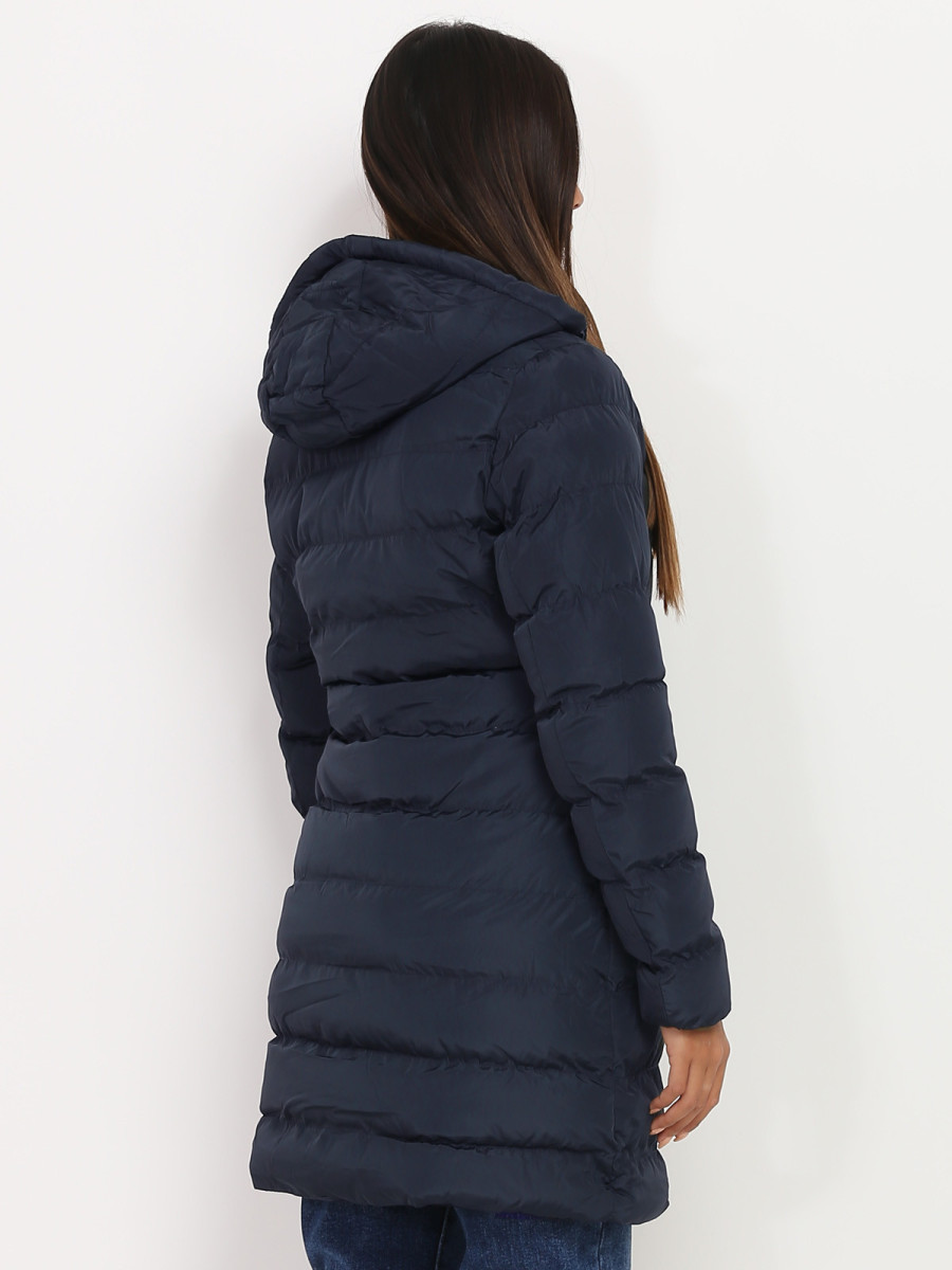 Manteau matelassé sans manches à capuche et fermeture éclair