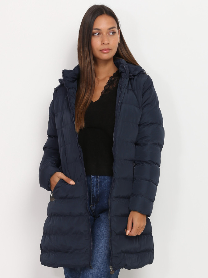 Manteau mi-long matelassé à capuche